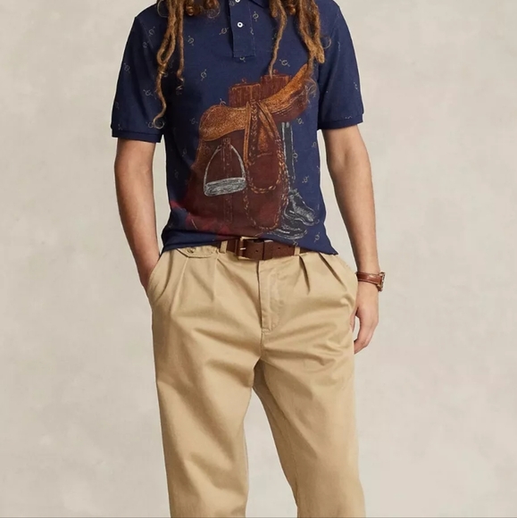 Polo Ralph Lauren Men's Classic-fit Saddle-print Mesh Polo Shirt In Newport Navy - Picture 12 of 16